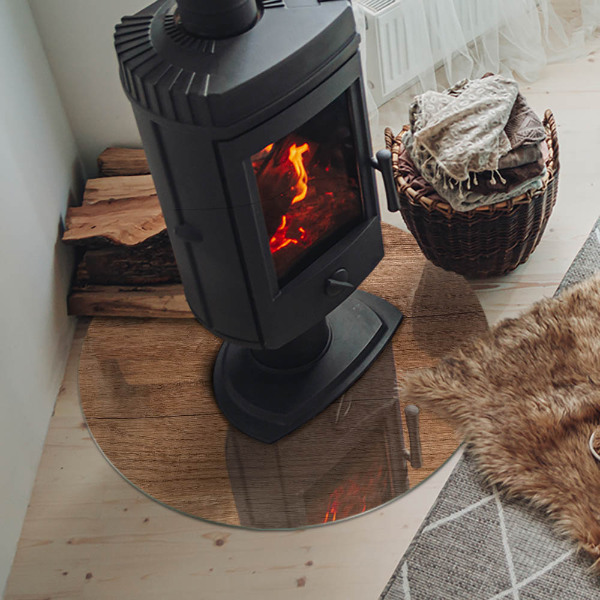 Okrúhle sklo pod kachle Vzor inšpirovaný drevom