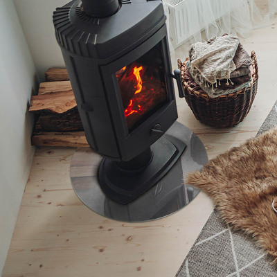 Okrúhla sklenená podložka pod krb Betónová konštrukcia s efektom