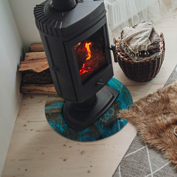 Okrúhla podložka pod krbové kachle Organický vzor v abstraktnom štýle