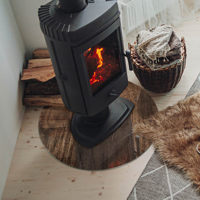 Okrúhla podložka pod krbové kachle Vzor borovicového dreva