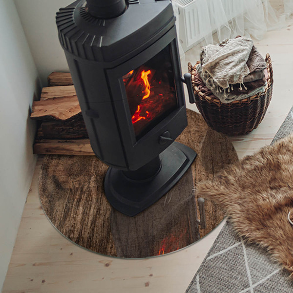 Okrúhla podložka pod krbové kachle Vzor borovicového dreva