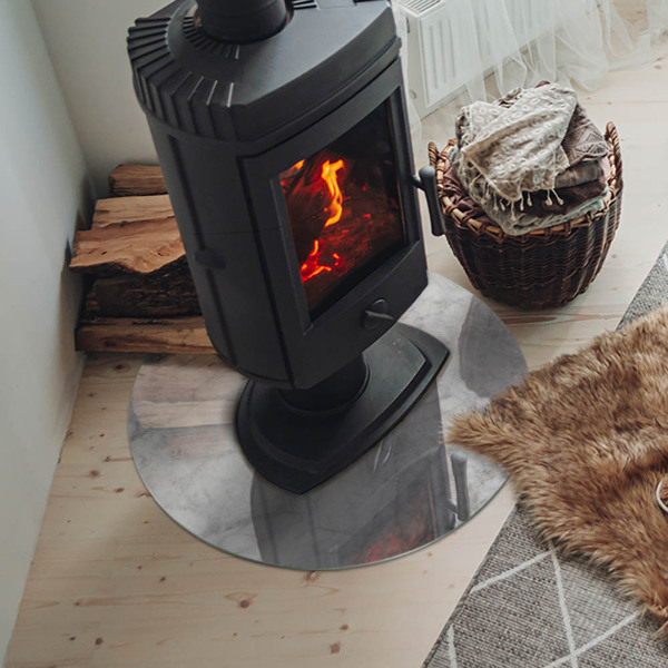 Okrúhle sklo pod kachle Mramorová textúra v elegantnom štýle