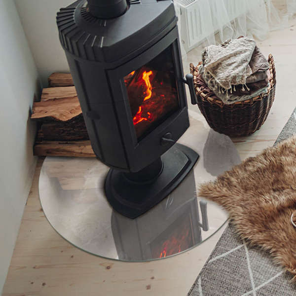 Okrúhla sklenená podložka pod krb Mramorový organický motív