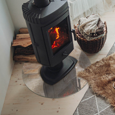 Okrúhle sklo pod kachle Kamenný vzor inšpirovaný prírodou