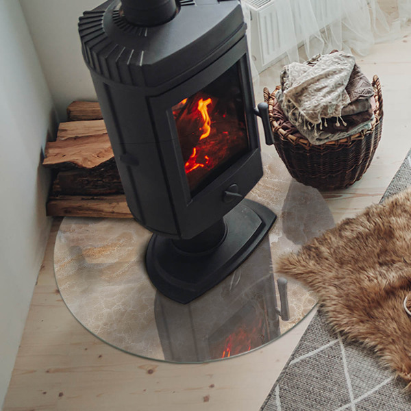 Okrúhle sklo pod kachle Kamenný vzor inšpirovaný prírodou