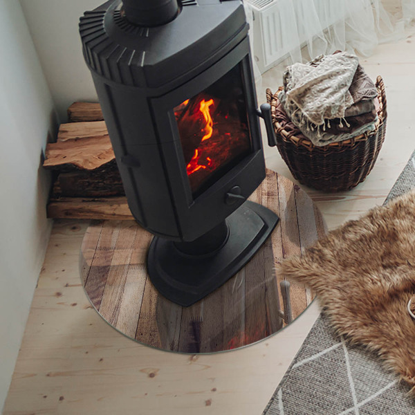 Okrúhle sklo pod kachle Drevený vzor v geometrickom usporiadaní