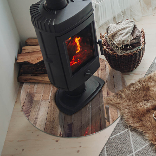 Okrúhle sklo pod kachle Drevený vzor v geometrickom usporiadaní