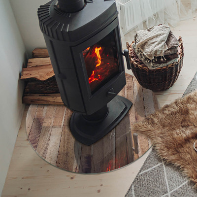 Okrúhle sklo pod kachle Drevený vzor v geometrickom usporiadaní