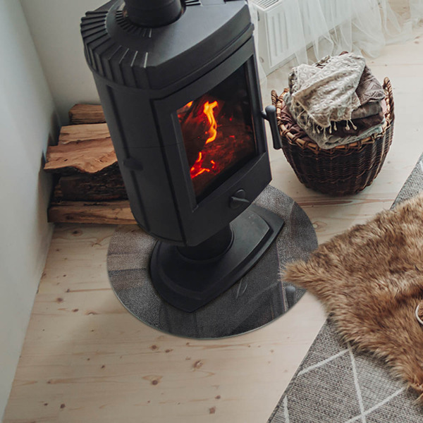 Okrúhla sklenená podložka pod krb Vzor surovej štruktúry