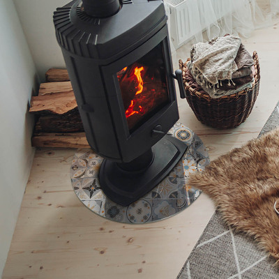 Okrúhla podložka pod krbové kachle Mozaikové vzory v dlaždicových tvaroch