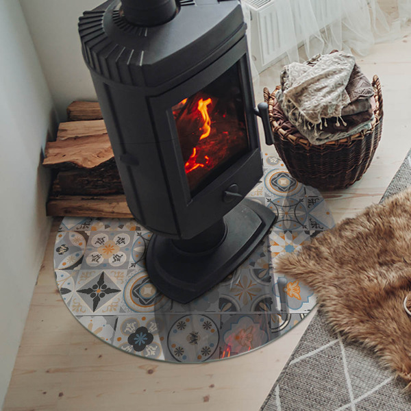 Okrúhla podložka pod krbové kachle Mozaikové vzory v dlaždicových tvaroch