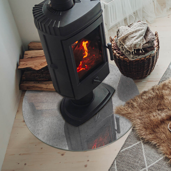 Okrúhla sklenená podložka pod krb Betónová textúra v surovom štýle