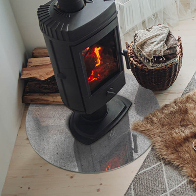 Okrúhla sklenená podložka pod krb Betónová textúra v surovom štýle