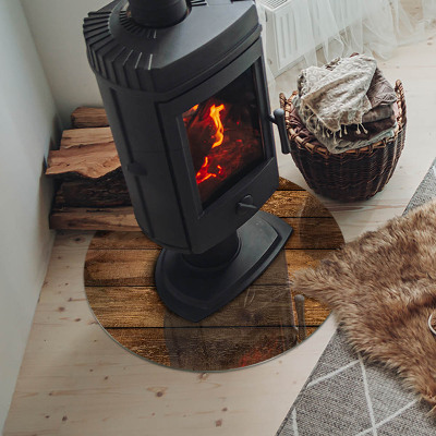 Okrúhla podložka pod krbové kachle Prírodná textúra dreva