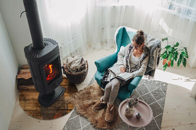 Okrúhla podložka pod krbové kachle Prírodná textúra dreva