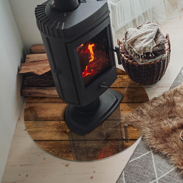 Okrúhla podložka pod krbové kachle Prírodná textúra dreva