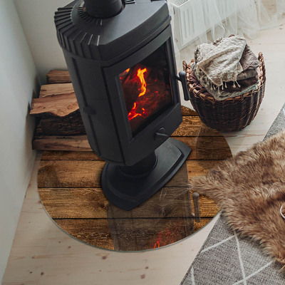 Okrúhla podložka pod krbové kachle Prírodná textúra dreva