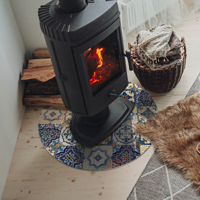 Okrúhla sklenená podložka pod krb Mozaikový motív s kvetinovými akcentmi