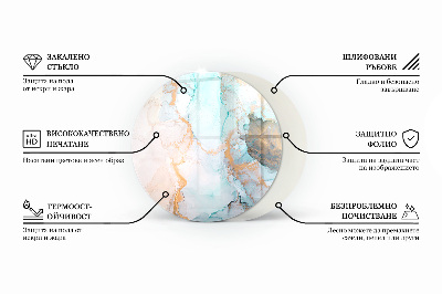 Okrúhla sklenená podložka pod krb Jemné vzory listov