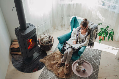 Okrúhla podložka pod krbové kachle Vzor skalnatej štruktúry