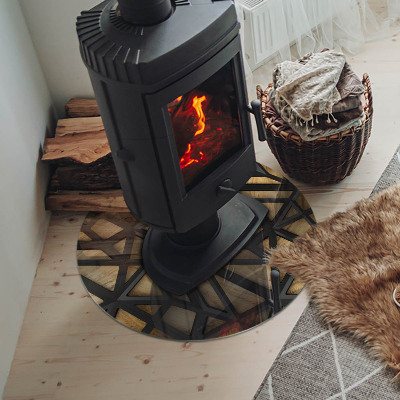 Okrúhle sklo pod kachle Moderné tvary s dreveným akcentom