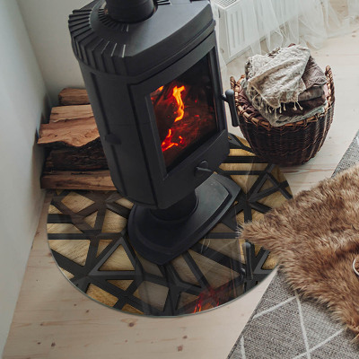 Okrúhle sklo pod kachle Moderné tvary s dreveným akcentom