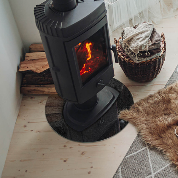 Okrúhle sklo pod kachle Vzor kamennej štruktúry