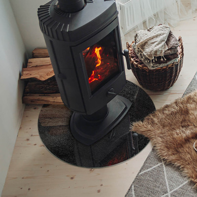 Okrúhle sklo pod kachle Vzor kamennej štruktúry