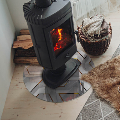 Okrúhla sklenená podložka pod krb Vzor trojrozmerných tvarov