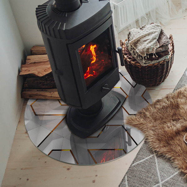 Okrúhla sklenená podložka pod krb Vzor trojrozmerných tvarov