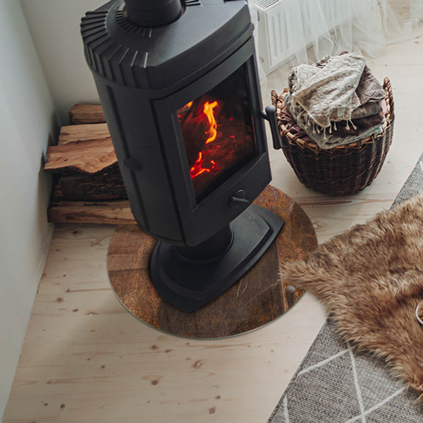 Okrúhla podložka pod krbové kachle Hrdzavý vzor na pozadí