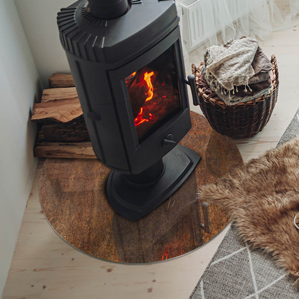 Okrúhla podložka pod krbové kachle Hrdzavý vzor na pozadí