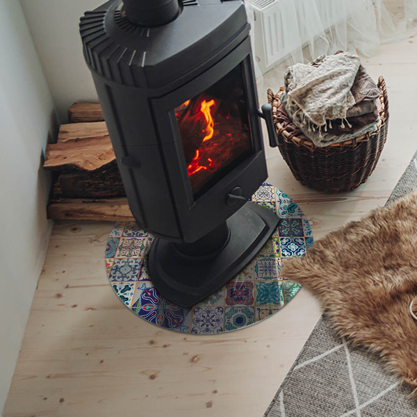 Okrúhla podložka pod krbové kachle Mozaikové dekoratívne vzory