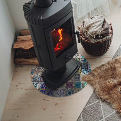 Okrúhla podložka pod krbové kachle Mozaikové dekoratívne vzory