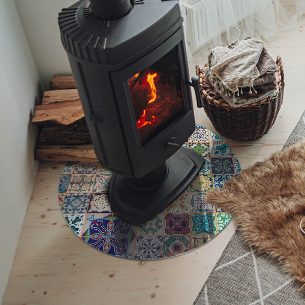 Okrúhla podložka pod krbové kachle Mozaikové dekoratívne vzory