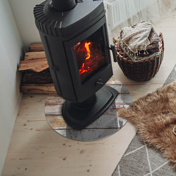 Okrúhla podložka pod krbové kachle Hrdzavá drevená doska