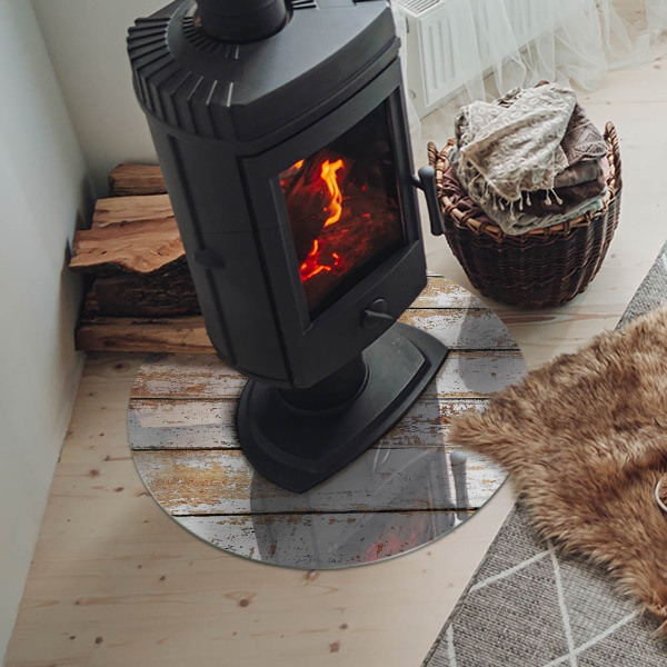 Okrúhla podložka pod krbové kachle Hrdzavá drevená doska