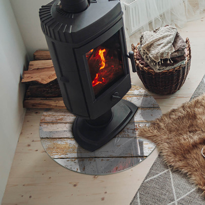 Okrúhla podložka pod krbové kachle Hrdzavá drevená doska