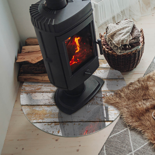 Okrúhla podložka pod krbové kachle Hrdzavá drevená doska