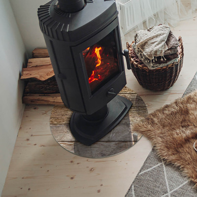 Okrúhle sklo pod kachle Drevená štruktúra v prírodnom štýle