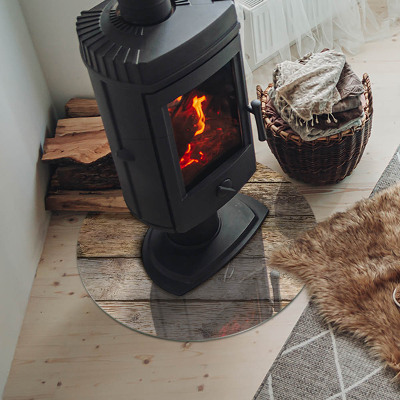 Okrúhle sklo pod kachle Drevená štruktúra v prírodnom štýle