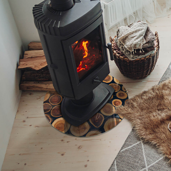 Okrúhle sklo pod kachle Krabica s dreveným rámom