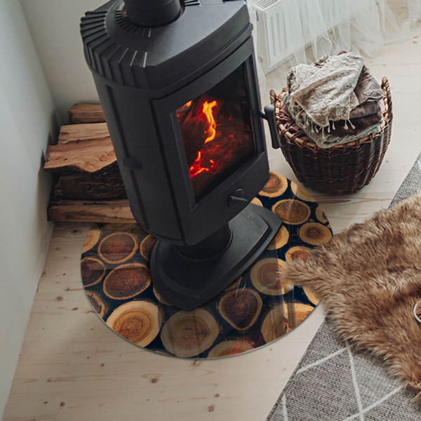 Okrúhle sklo pod kachle Krabica s dreveným rámom