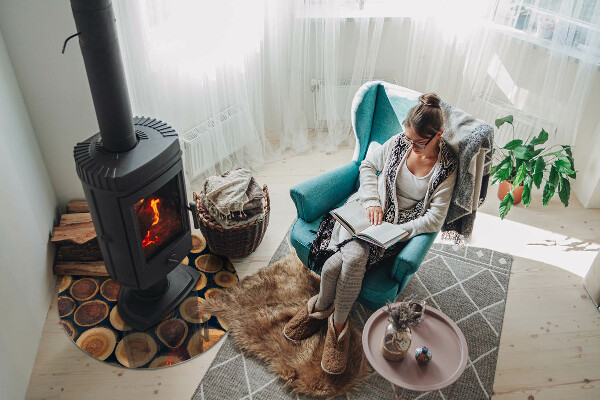 Okrúhle sklo pod kachle Krabica s dreveným rámom