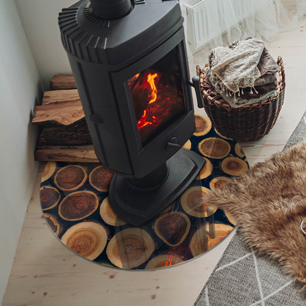 Okrúhle sklo pod kachle Krabica s dreveným rámom