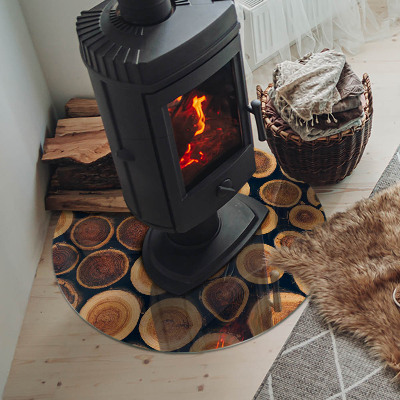 Okrúhle sklo pod kachle Krabica s dreveným rámom