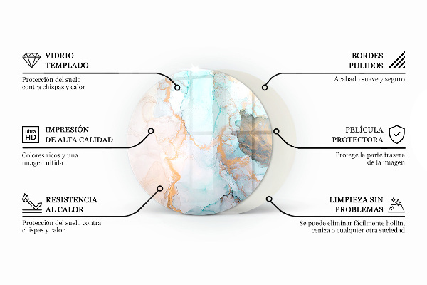 Okrúhla podložka pod krbové kachle Abstraktné vlnité a lineárne vzory