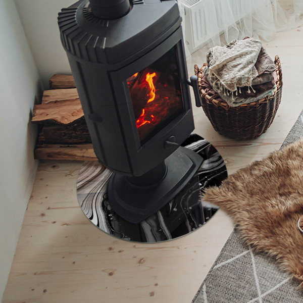 Okrúhla podložka pod krbové kachle Abstraktné vlnité a lineárne vzory