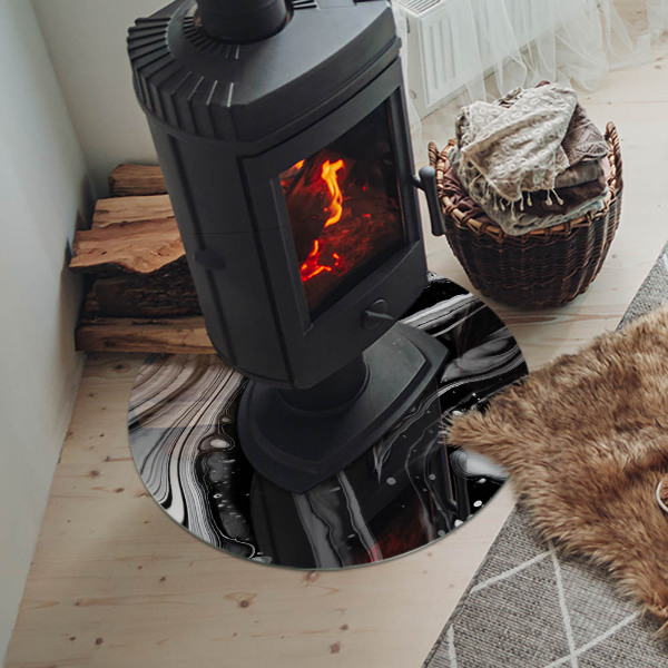 Okrúhla podložka pod krbové kachle Abstraktné vlnité a lineárne vzory