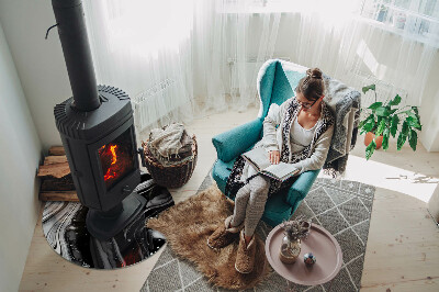 Okrúhla podložka pod krbové kachle Abstraktné vlnité a lineárne vzory